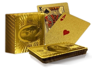 JUEGO DE CARTAS CASINO DORADO BRILLANTE